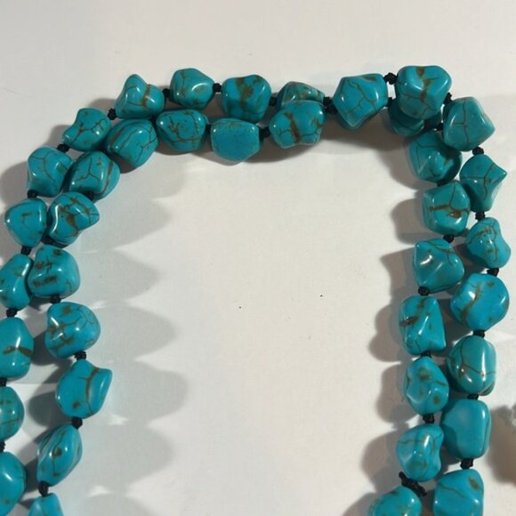 Turquoise Beads Necklace 47.5 Inch Long (Natural Shape) - Picture 10 of 10